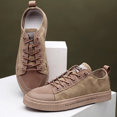 TaoBo High top Casual Shoes for Men Khaki Outdoor Sport Sneaker for Male Size 39-44 Light Weight Anti-Slippery Shoes