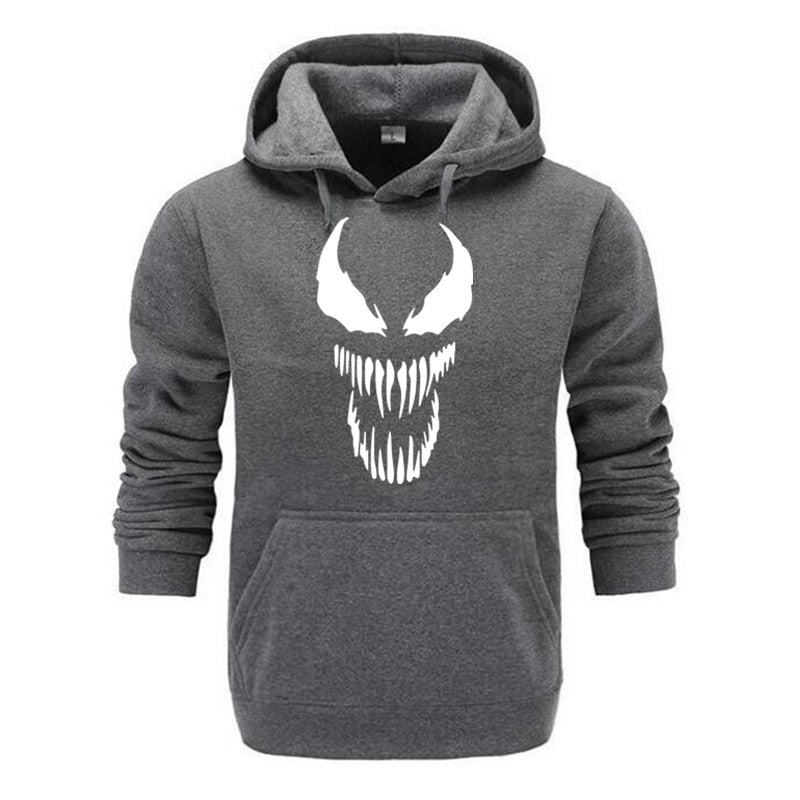 Comic Thick Venom Hoodie Sweatshirts Men Superhero Anime Cool Black Autumn Winter Tops Plus Velvet Warm Hoody