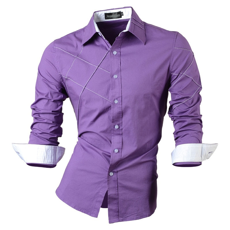 jeansian casual shirts dress male mens clothing long sleeve social slim fit brand boutique cotton western button 2028