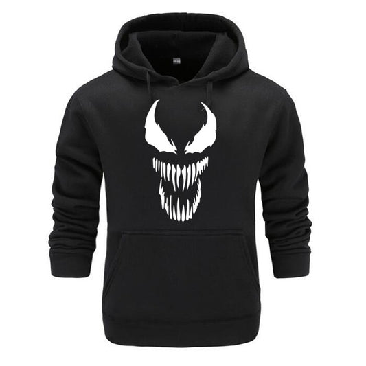 Comic Thick Venom Hoodie Sweatshirts Men Superhero Anime Cool Black Autumn Winter Tops Plus Velvet Warm Hoody