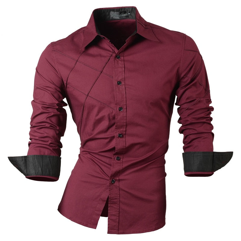 jeansian casual shirts dress male mens clothing long sleeve social slim fit brand boutique cotton western button 2028