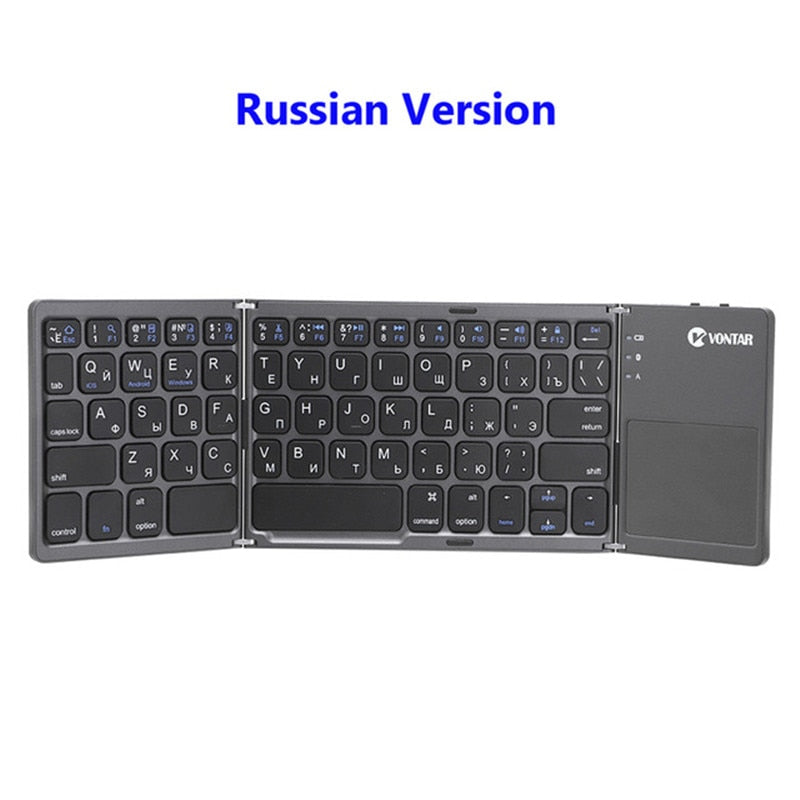 Portable Folding Bluetooth Mini Keyboard Foldable Wireless Klavye Touchpad Russian En Keypad for IOS/Android/Windows ipad Tablet