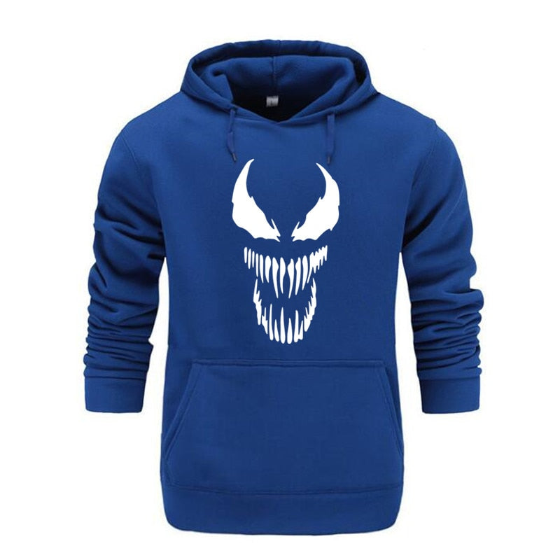 Comic Thick Venom Hoodie Sweatshirts Men Superhero Anime Cool Black Autumn Winter Tops Plus Velvet Warm Hoody