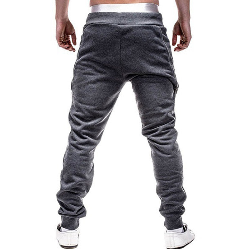 New Casual Pants Men Solid Mid Waist Streetwear Trousers Men Zipper Pockets Full Length Mens Joggers Pants 3XL Pantalones Hombre