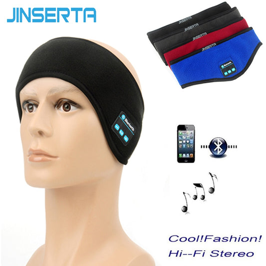 JINSERTA Sport Earphone Wireless Bluetooth Music Running Headband Headphones Sleeping Mask Hands-free Built-in Speakders and Mic