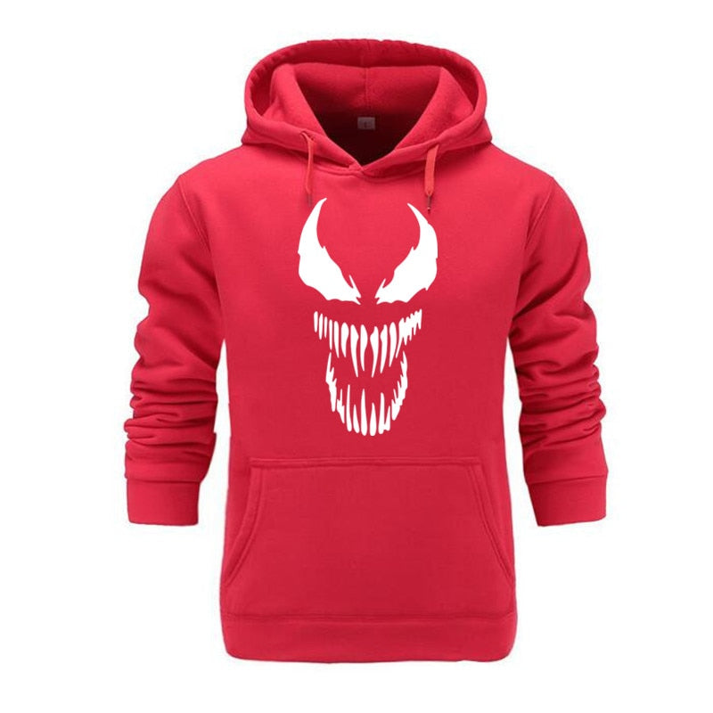 Comic Thick Venom Hoodie Sweatshirts Men Superhero Anime Cool Black Autumn Winter Tops Plus Velvet Warm Hoody