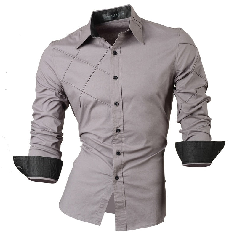 jeansian casual shirts dress male mens clothing long sleeve social slim fit brand boutique cotton western button 2028