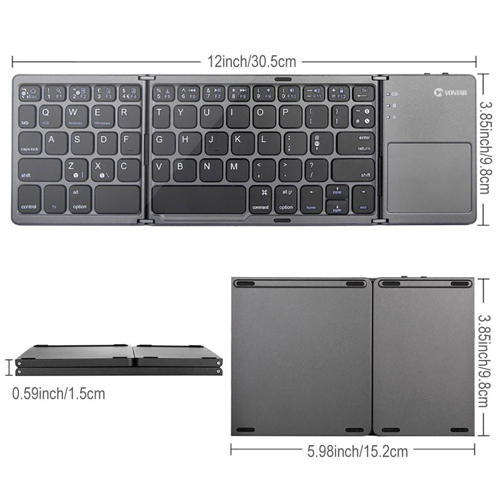 Portable Folding Bluetooth Mini Keyboard Foldable Wireless Klavye Touchpad Russian En Keypad for IOS/Android/Windows ipad Tablet