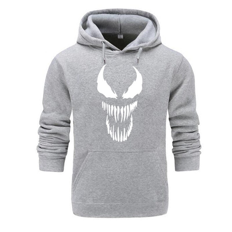 Comic Thick Venom Hoodie Sweatshirts Men Superhero Anime Cool Black Autumn Winter Tops Plus Velvet Warm Hoody