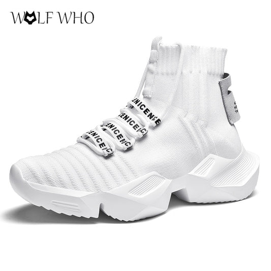 High Top Fashion Men&#39;s Sock Chunky Sneakers Breathable Men Thick Bottom Shoes Outdoor Casual Footwear Big Size Zapatillas Hombre