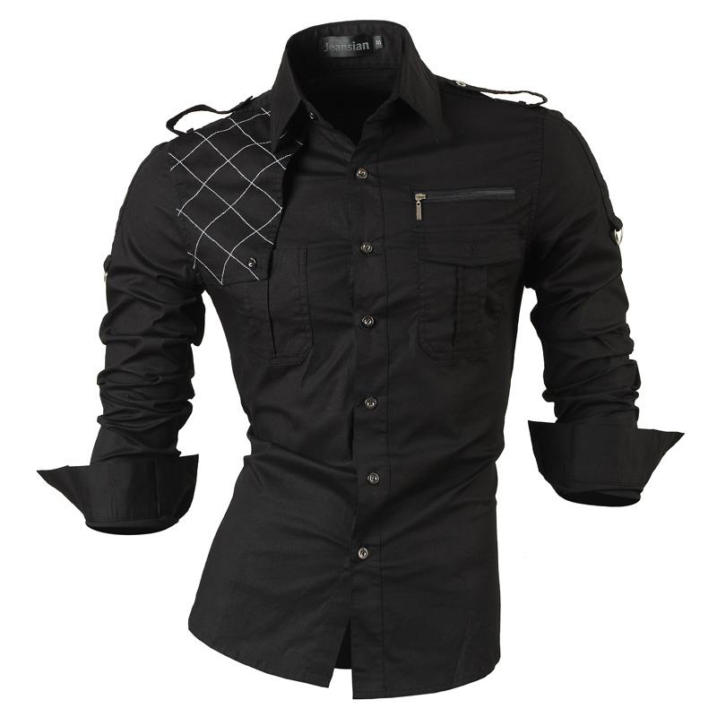 jeansian casual shirts dress male mens clothing long sleeve social slim fit brand boutique cotton western button 2028