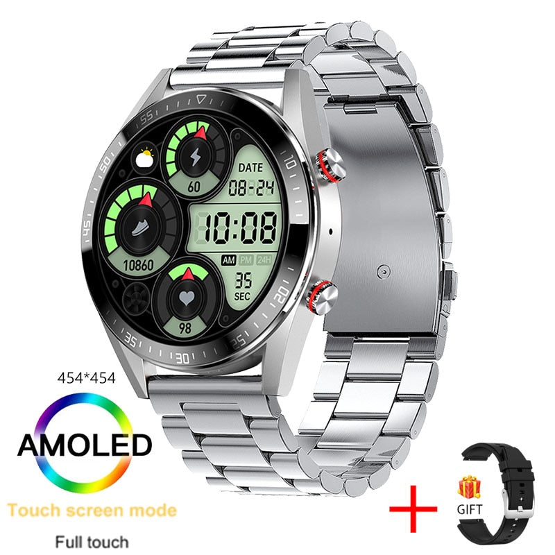 New 454*454 Screen Smart Watch Always Display The Time Bluetooth Call Local Music Smartwatch For Mens Android TWS Earphones