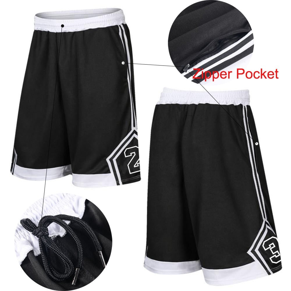 Custom number Basketball Shorts Loose Breathable Men Basketball Shorts Zipper Pocket Training Basketball Quick Dry Running Short