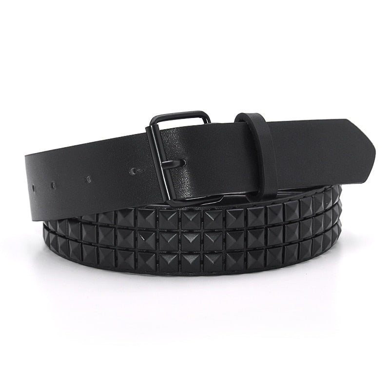 GAOKE Pyramid Fashion Rivet Belt Men&amp;Women&#39;s Studded Belt Punk Rock With Pin Buckle Hardware Jeans Designer Female Waist Belts