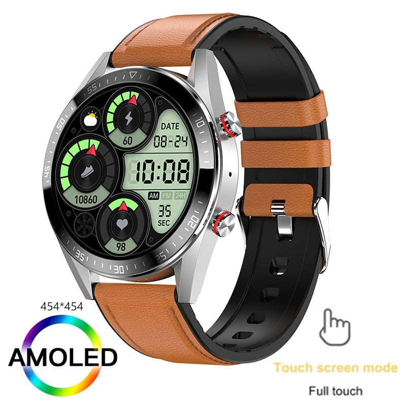 New 454*454 Screen Smart Watch Always Display The Time Bluetooth Call Local Music Smartwatch For Mens Android TWS Earphones