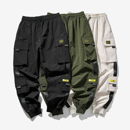 New Hip Hop Joggers Cargo Pants Men Harem Pants Multi-Pocket Ribbons Man Sweatpants Streetwear Casual Mens Pants S-5XL