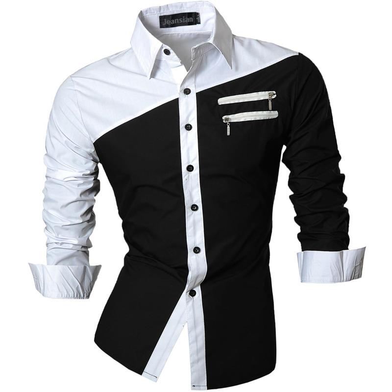 jeansian casual shirts dress male mens clothing long sleeve social slim fit brand boutique cotton western button 2028