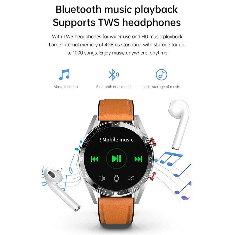 New 454*454 Screen Smart Watch Always Display The Time Bluetooth Call Local Music Smartwatch For Mens Android TWS Earphones