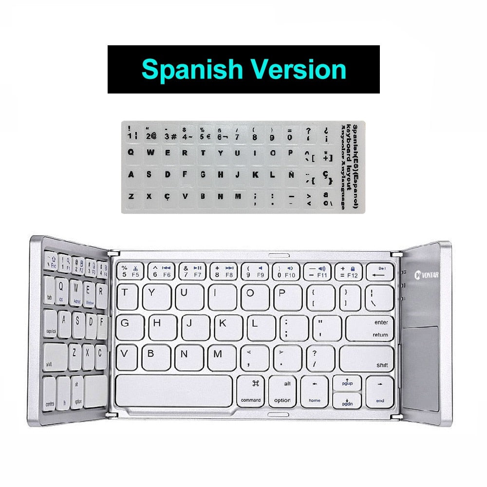 Portable Folding Bluetooth Mini Keyboard Foldable Wireless Klavye Touchpad Russian En Keypad for IOS/Android/Windows ipad Tablet