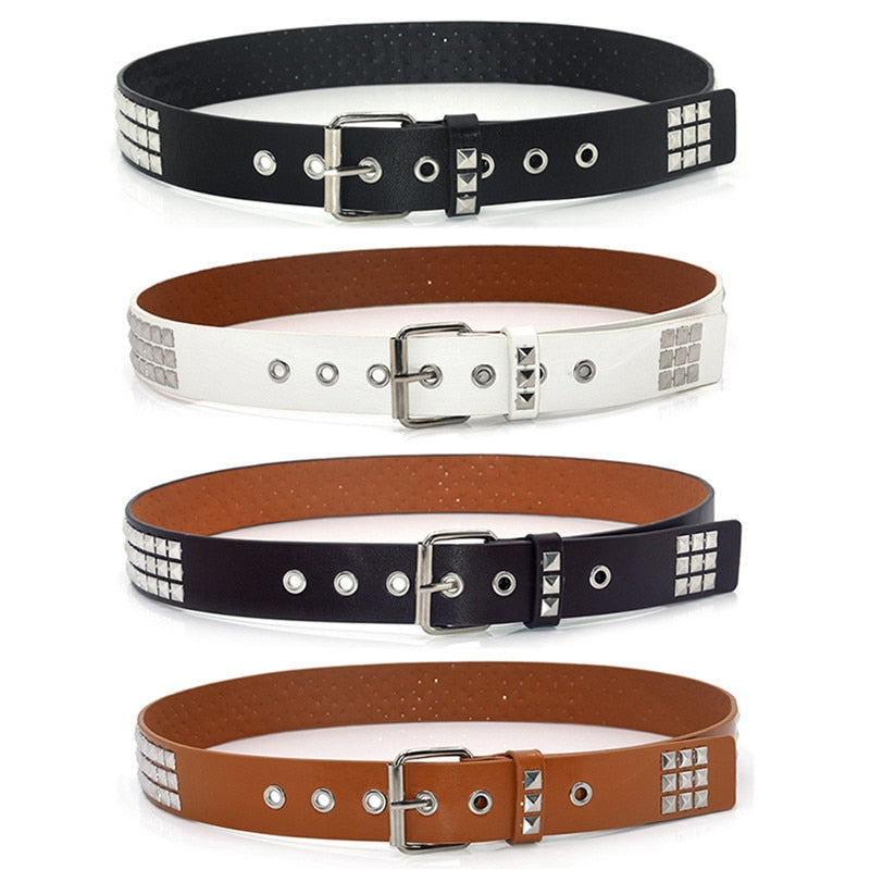 GAOKE Pyramid Fashion Rivet Belt Men&amp;Women&#39;s Studded Belt Punk Rock With Pin Buckle Hardware Jeans Designer Female Waist Belts