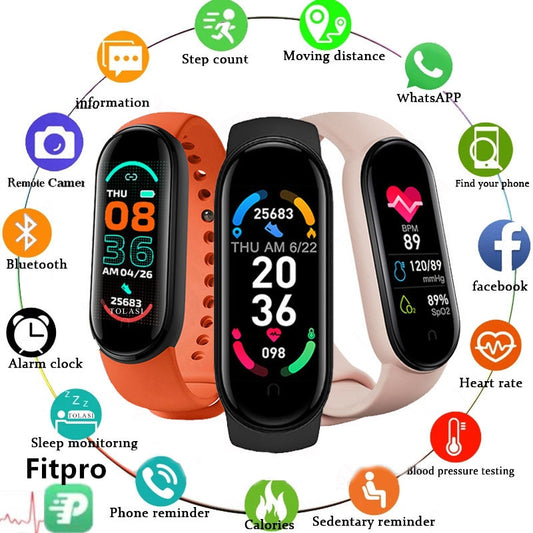 New M6 Smart Watch Men Women Fitness Sports Smart Band Fitpro Version Bluetooth Music Heart Rate Take Pictures Smartwatch