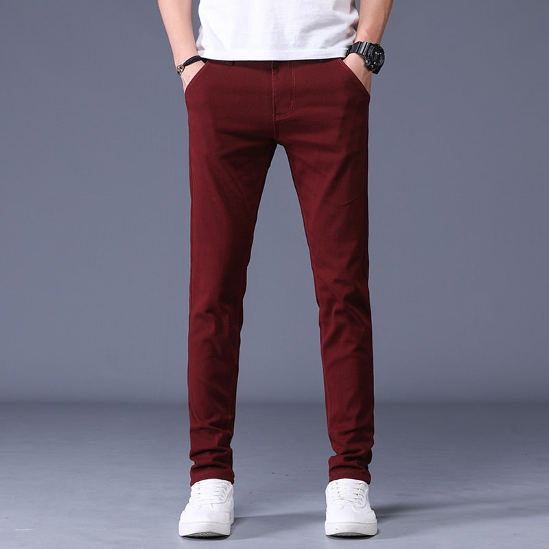 Classic Men&#39;s Khaki Casual Pants New Business Fashion Slim Fit Cotton Stretch Trousers Male Brand Clothing