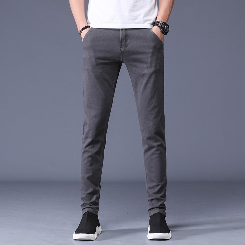 Classic Men&#39;s Khaki Casual Pants New Business Fashion Slim Fit Cotton Stretch Trousers Male Brand Clothing