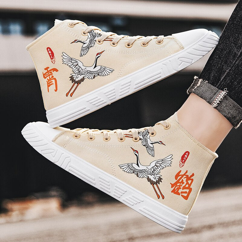 Women High Top Vulcanized Shoes Ladies Casual Sneakers Fashion Comfortable Canvas Shoes Trend Casual Flats Sneakers Plus Size 44