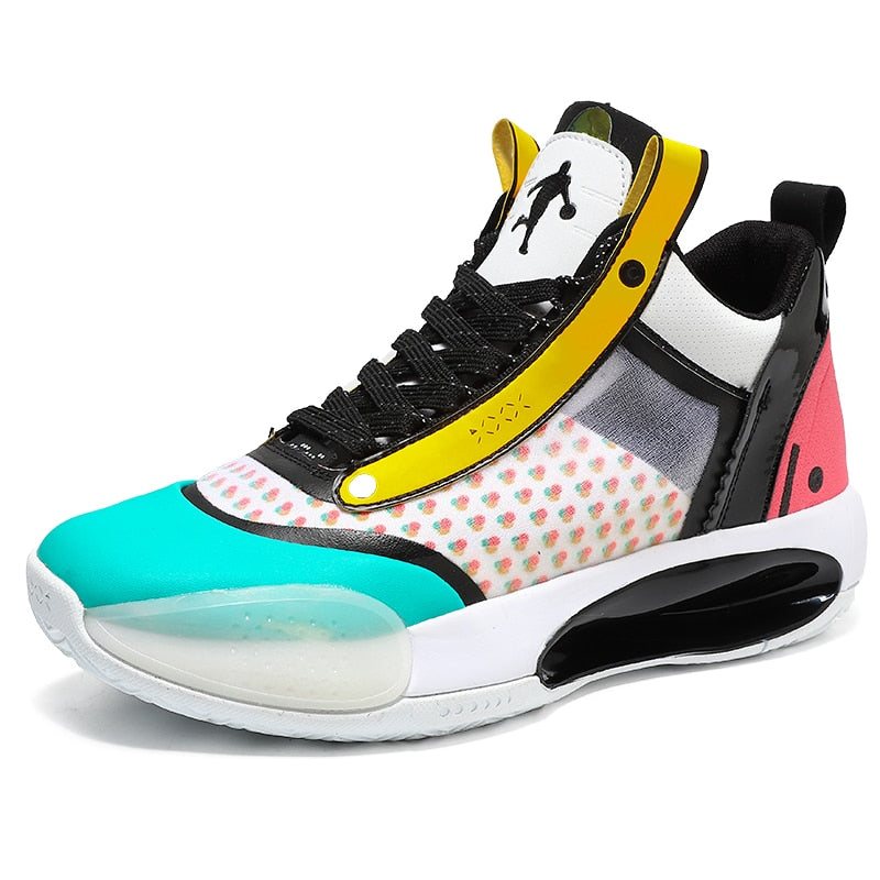 high-top basketball shoes wear-resistant non-slip basketball sneakers high-elastic contrast color lace-up sneakers