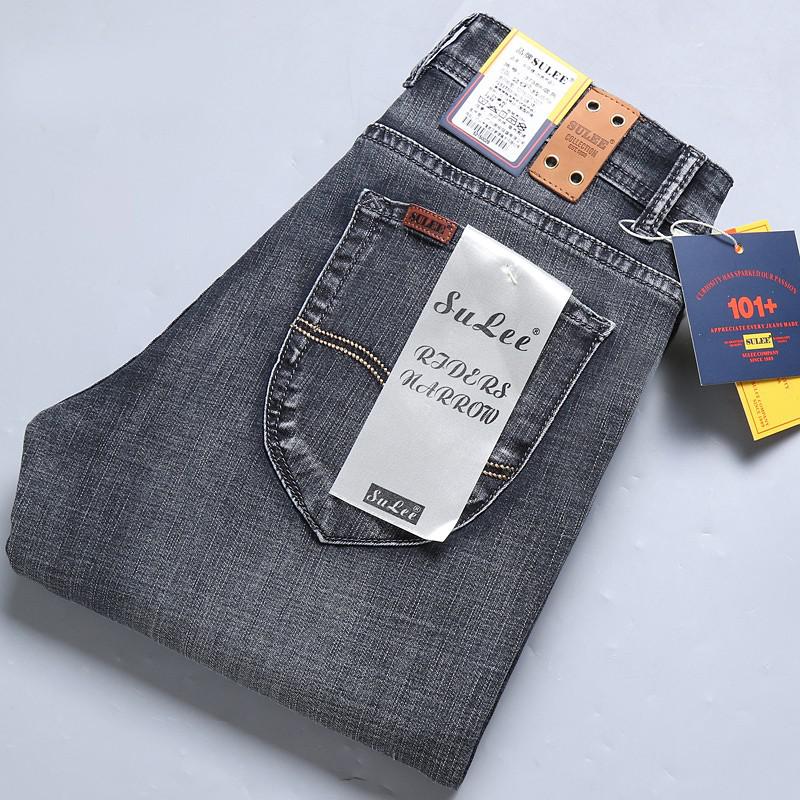 SULEE  Brand Slim Fit New Men&#39;s Jeans Business Casual Elastic Comfort Straight Denim Pants Male High Quality  Trousers