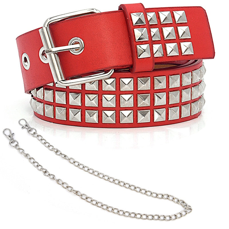 GAOKE Pyramid Fashion Rivet Belt Men&amp;Women&#39;s Studded Belt Punk Rock With Pin Buckle Hardware Jeans Designer Female Waist Belts