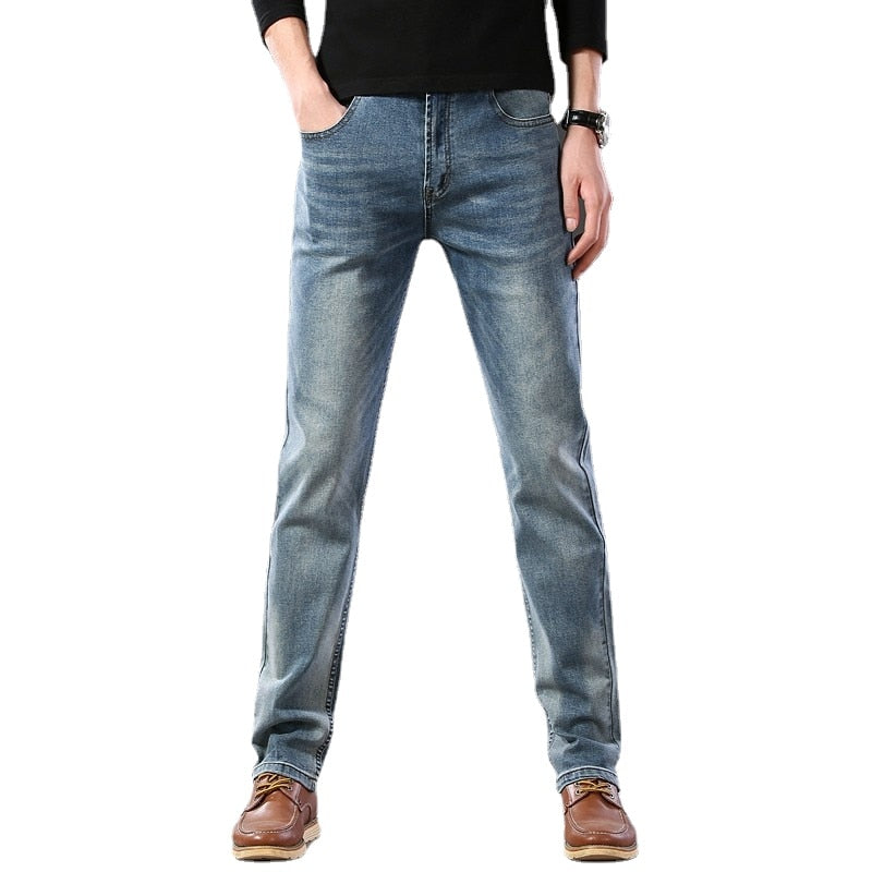 SULEE  Brand Slim Fit New Men&#39;s Jeans Business Casual Elastic Comfort Straight Denim Pants Male High Quality  Trousers