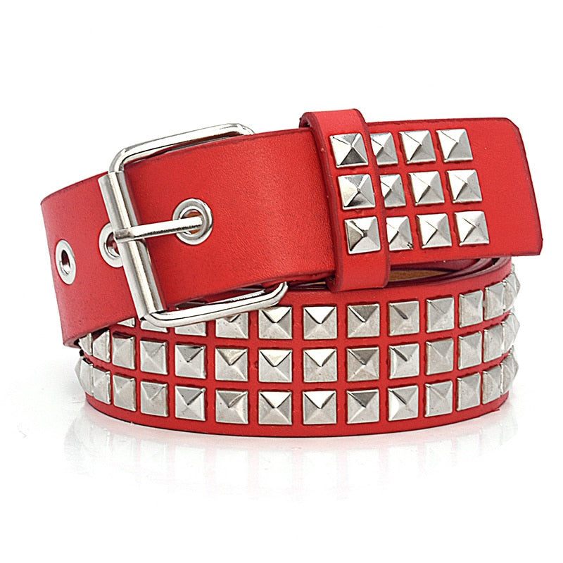 GAOKE Pyramid Fashion Rivet Belt Men&amp;Women&#39;s Studded Belt Punk Rock With Pin Buckle Hardware Jeans Designer Female Waist Belts