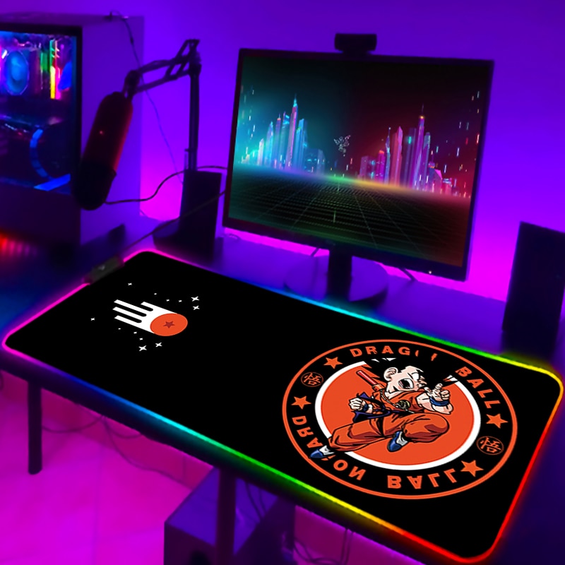 RGB Mouse Pad DBZ Dragonball Gaming Desk Accessories Anime Carpet Deskmat Keyboard Mat LED Mousepad Laptops Pads Pc Cartoon Mats