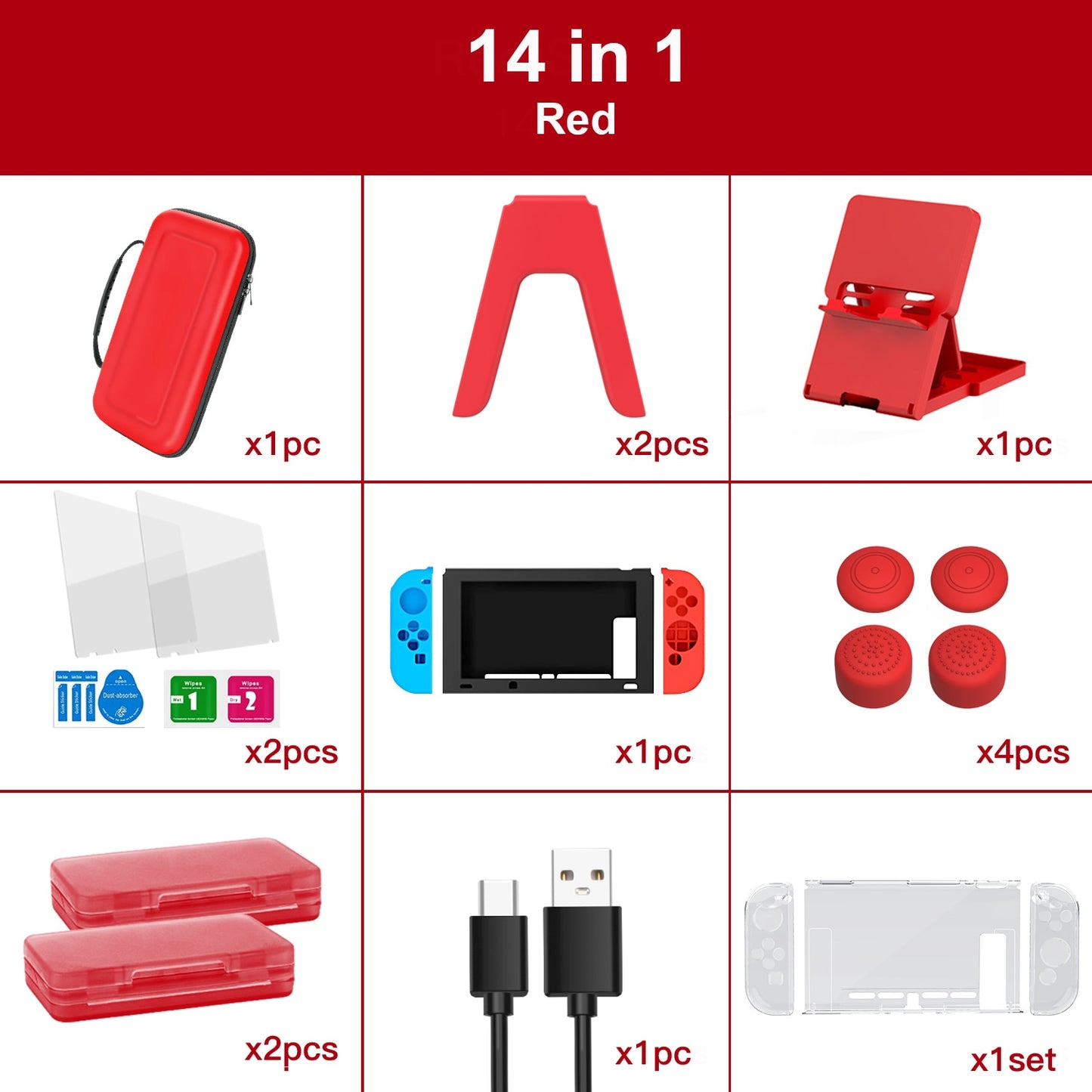 Game Accessories Set For Nintend Switch Travel Bag Joycon Grip Protective Cover Charging Dock Cable Screen Protector Card Box