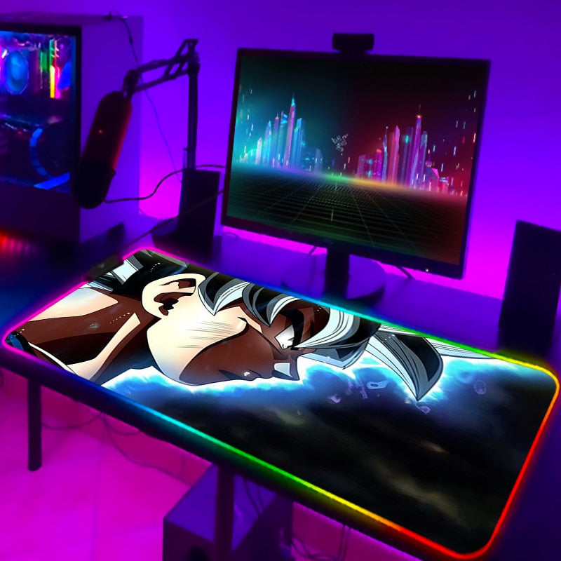 RGB Mouse Pad DBZ Dragonball Gaming Desk Accessories Anime Carpet Deskmat Keyboard Mat LED Mousepad Laptops Pads Pc Cartoon Mats