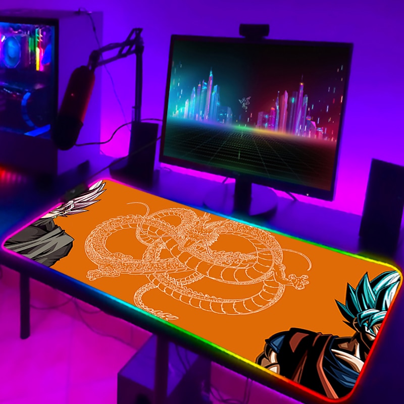 RGB Mouse Pad DBZ Dragonball Gaming Desk Accessories Anime Carpet Deskmat Keyboard Mat LED Mousepad Laptops Pads Pc Cartoon Mats