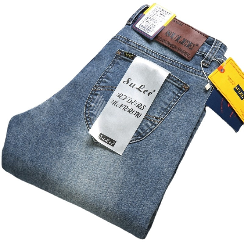 SULEE  Brand Slim Fit New Men&#39;s Jeans Business Casual Elastic Comfort Straight Denim Pants Male High Quality  Trousers