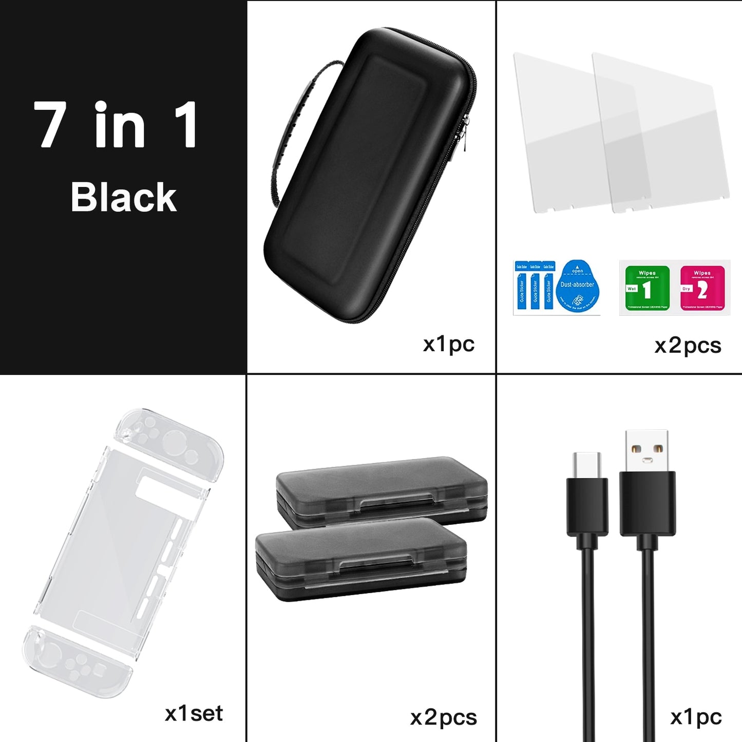 Game Accessories Set For Nintend Switch Travel Bag Joycon Grip Protective Cover Charging Dock Cable Screen Protector Card Box