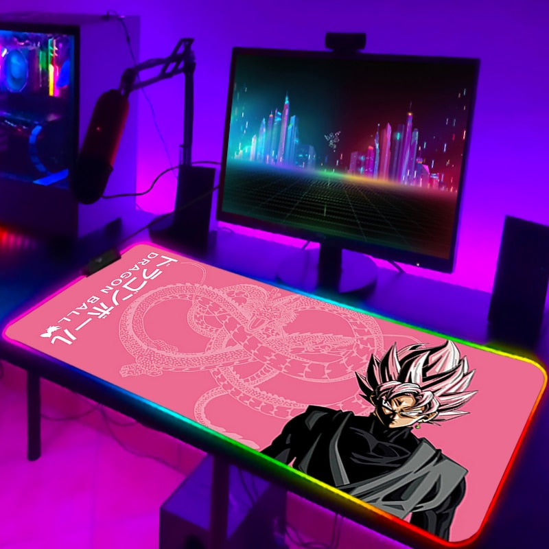 RGB Mouse Pad DBZ Dragonball Gaming Desk Accessories Anime Carpet Deskmat Keyboard Mat LED Mousepad Laptops Pads Pc Cartoon Mats