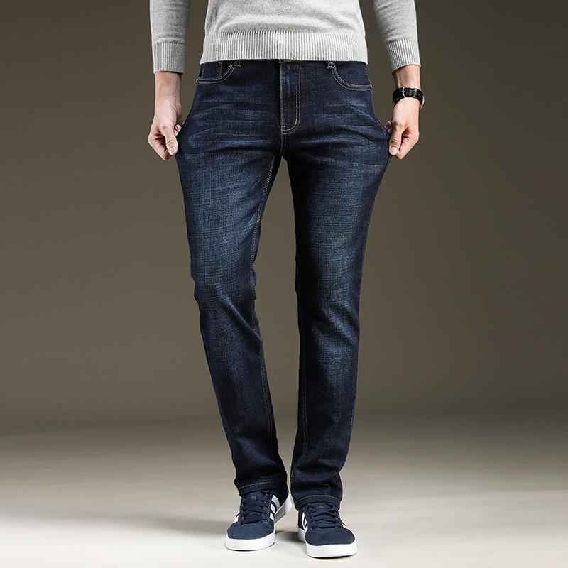 Men&#39;s Fashion Jeans Business Casual Stretch Slim Jeans Classic Trousers Denim Pants Male Black Blue