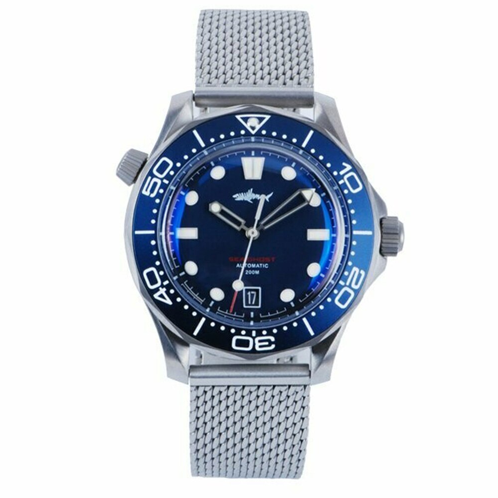 Heimdallr Watch Titanium Sea Ghost NTTD NH35 Automatic Mechanical C3 Luminous Steel Nylon White Black Dial 200M Dive Watches Men