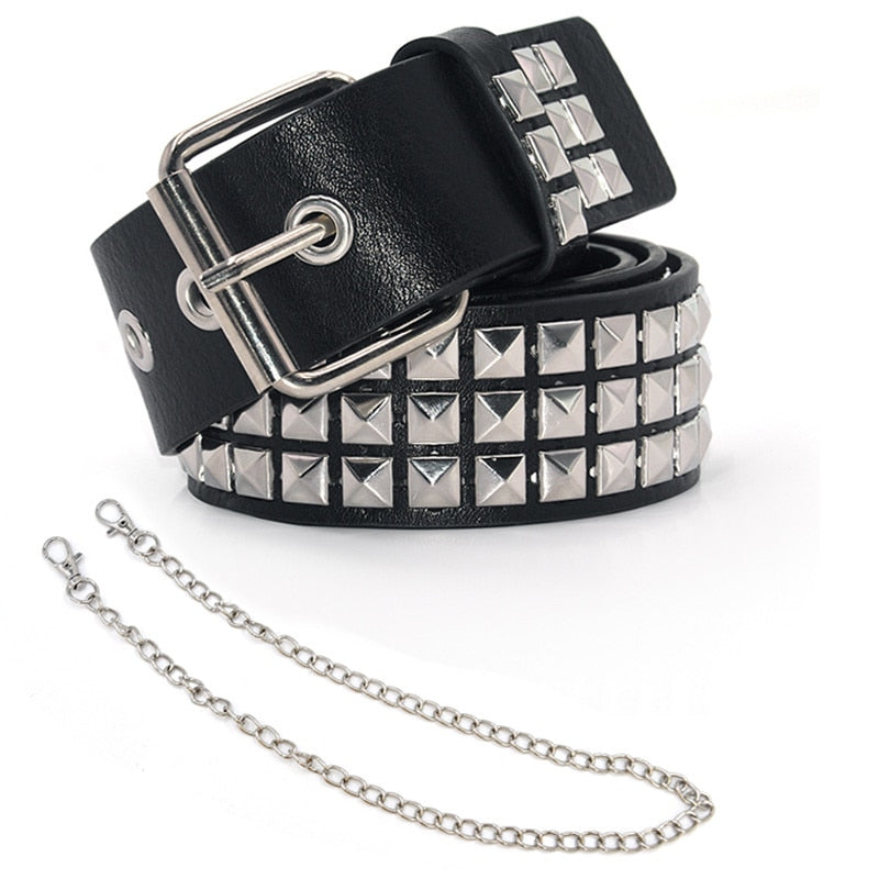 GAOKE Pyramid Fashion Rivet Belt Men&amp;Women&#39;s Studded Belt Punk Rock With Pin Buckle Hardware Jeans Designer Female Waist Belts