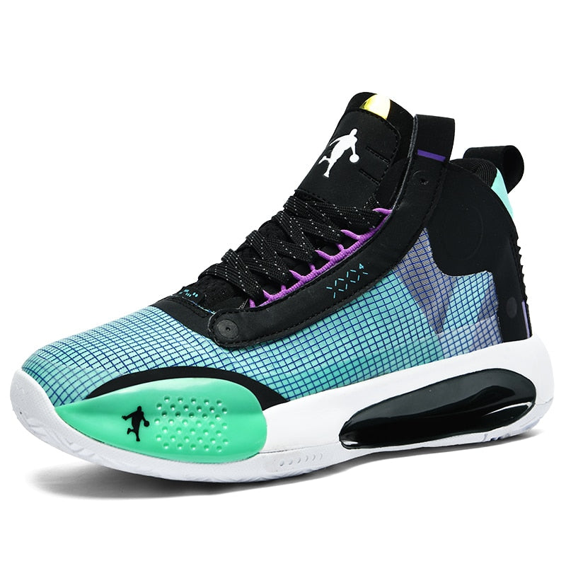 high-top basketball shoes wear-resistant non-slip basketball sneakers high-elastic contrast color lace-up sneakers