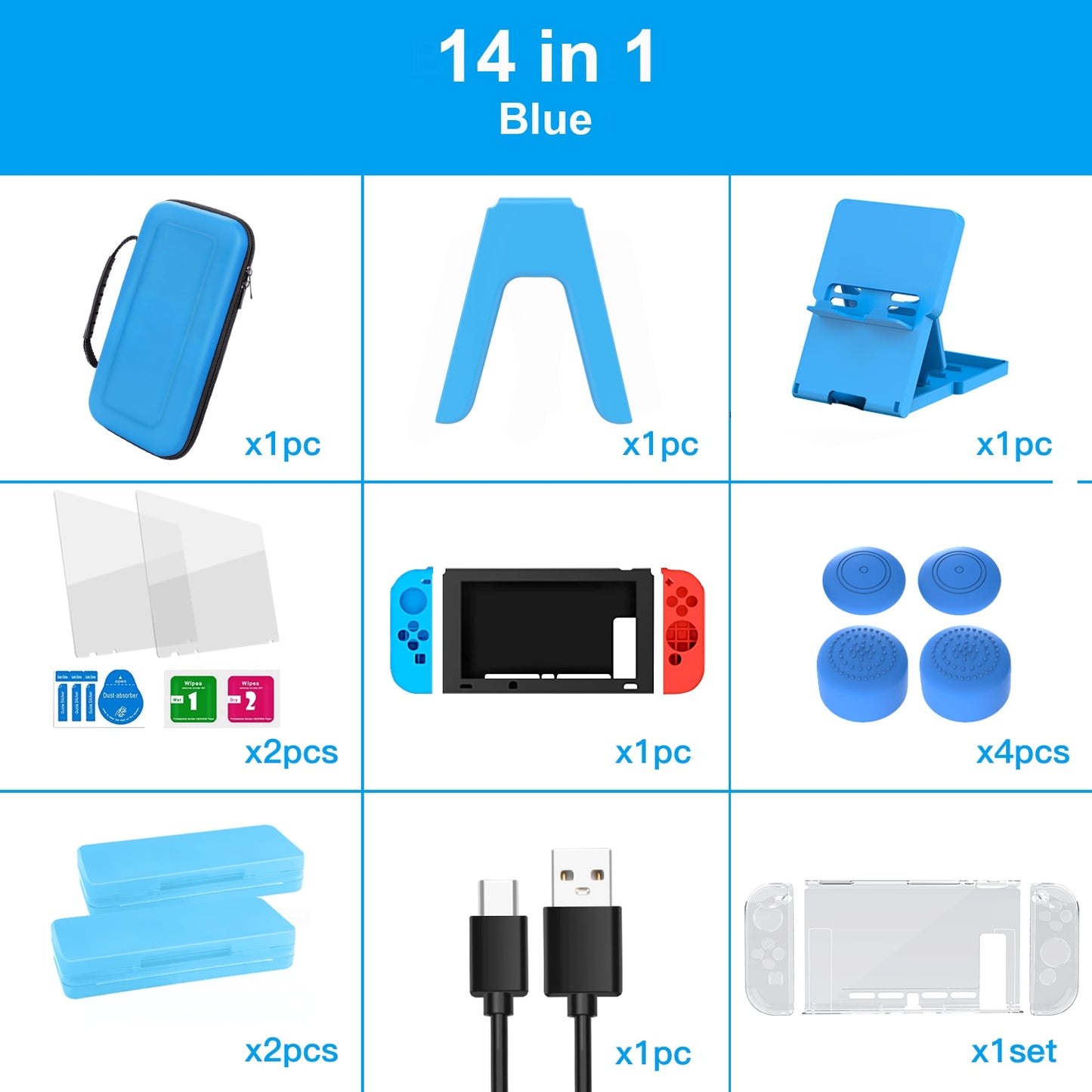 Game Accessories Set For Nintend Switch Travel Bag Joycon Grip Protective Cover Charging Dock Cable Screen Protector Card Box