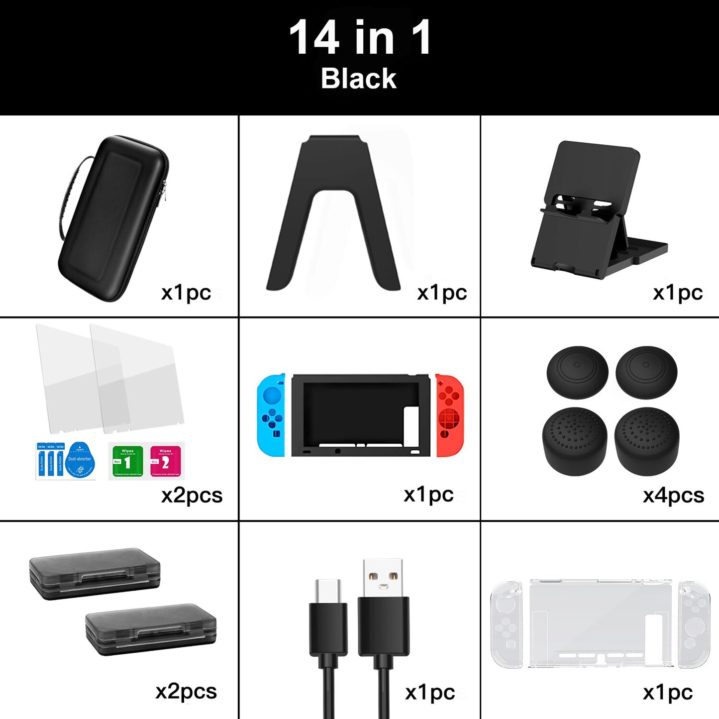 Game Accessories Set For Nintend Switch Travel Bag Joycon Grip Protective Cover Charging Dock Cable Screen Protector Card Box