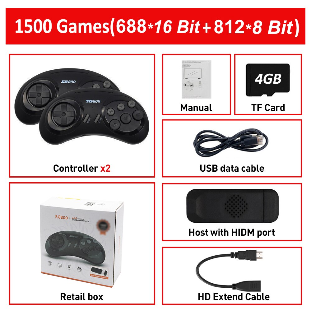 Retro Game Console 16 Bit MD Genesis For Sega Genesis Built-in 4737 Classic Games Controller Gamepad Video Game Stick with TV HD