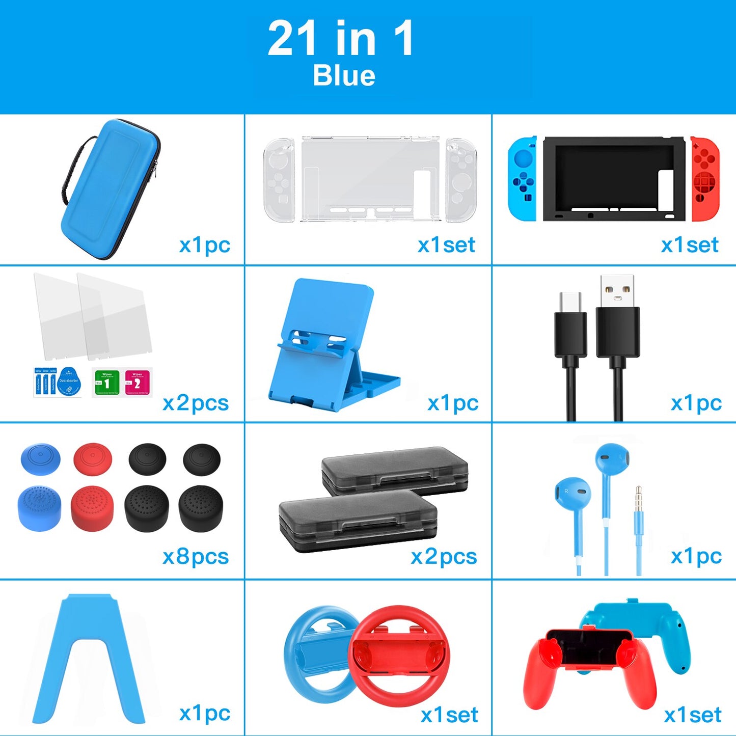 Game Accessories Set For Nintend Switch Travel Bag Joycon Grip Protective Cover Charging Dock Cable Screen Protector Card Box