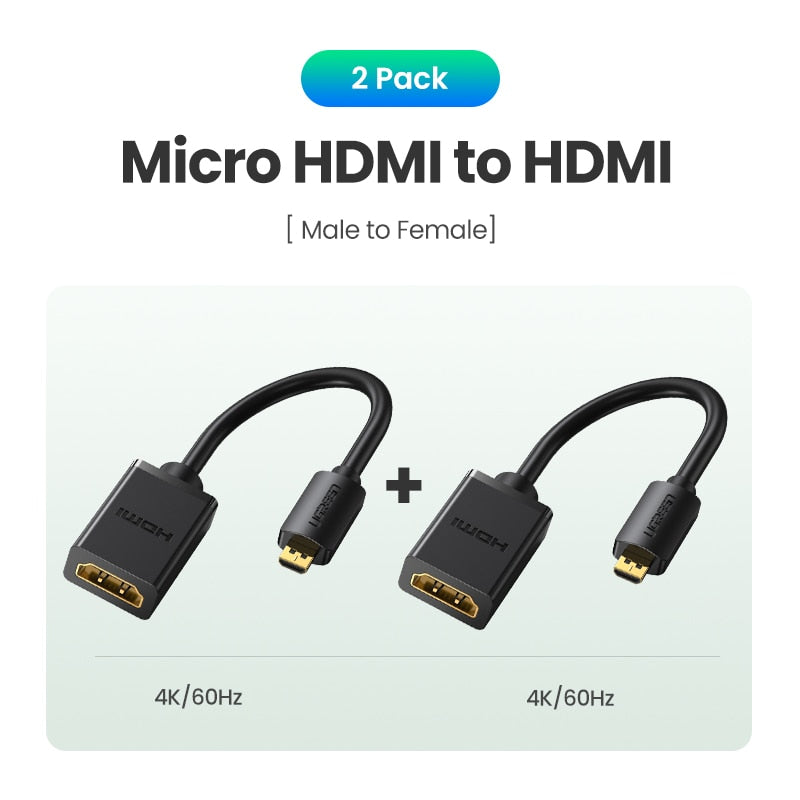 Ugreen Micro HDMI Adapter HD4K Micro Mini HDMI Male to HDMI Female Cable Connector Converter for Raspberry Pi 4 GoPro HDMI Micro