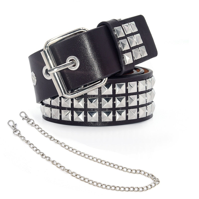 GAOKE Pyramid Fashion Rivet Belt Men&amp;Women&#39;s Studded Belt Punk Rock With Pin Buckle Hardware Jeans Designer Female Waist Belts